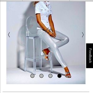 MID-RISE METALLIC SKINNY ANKLE JEANS